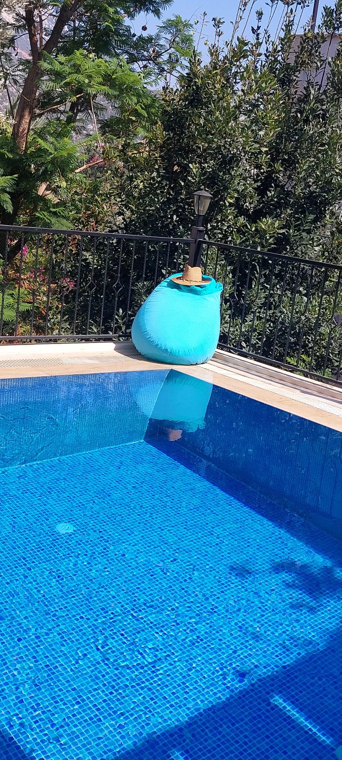 relaxing poolside